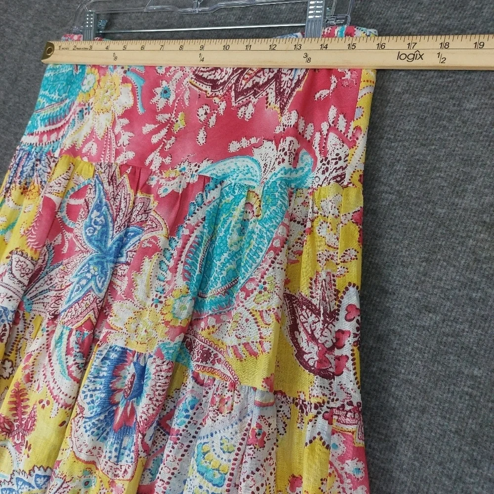 LAUREN RALPH LAUREN WOMENS MULTICOLOR PAISLEY 100% LINEN PULLON SKIRT SIZE S - Picture 2 of 6